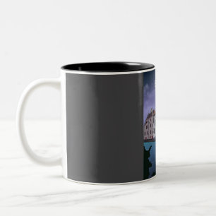 Tasse 2 Couleurs Bruges Vintage Minimal Belgique Affiche de voyage