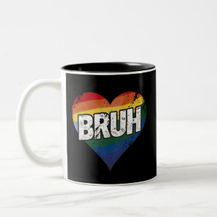 Tasse 2 Couleurs Bruh Mème Drôle Dire Bro Saluer Gay LGBT Pride