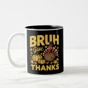 Tasse 2 Couleurs Bruh Mème Drôle Thanksgiving Turquie Merci
