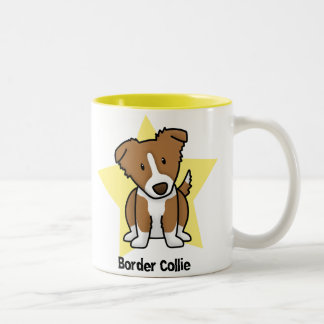 Tasse 2 Couleurs Brun border collie d'étoile de Kawaii