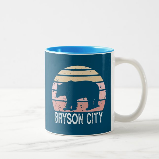 Tasse 2 Couleurs Bryson City Caroline du Nord Ours rétro (Droit)
