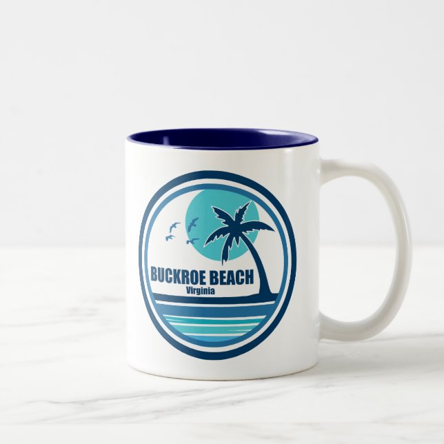 Tasse 2 Couleurs Buckroe Beach Virginia Palm Tree Birds (Droit)