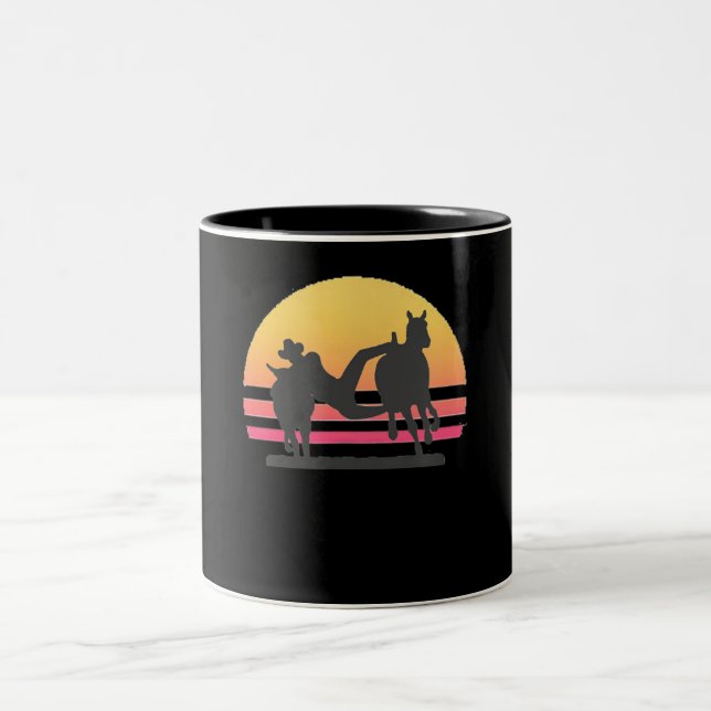Tasse 2 Couleurs Bull Dogging Steer Lutte Costume de l'amant cadeau (Centre)