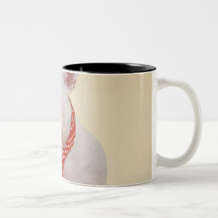 Tasse 2 Couleurs Bull-terrier miniature regardant l'ordinateur
