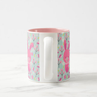 Tasse 2 Couleurs Bunnies et fleurs roses