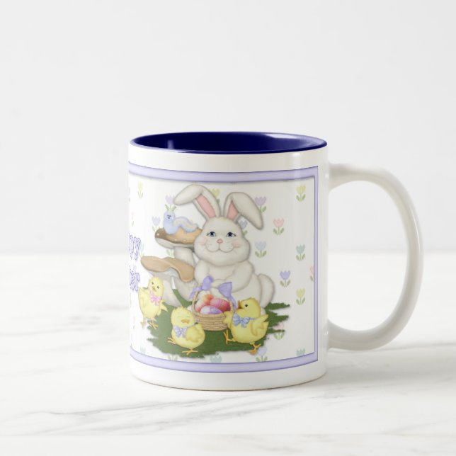 Tasse 2 Couleurs Bunny et pousses de Pâques (Droit)