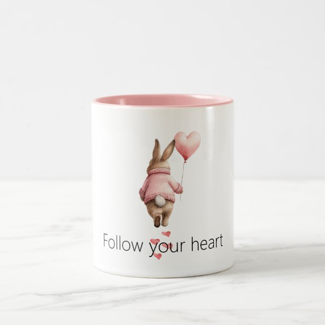 Tasse 2 Couleurs Bunny Pink Heart Balloon  (Centre)