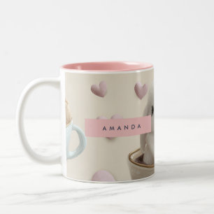 Tasse 2 Couleurs Bunny sucré Pastel personnalisé en Motif Teacup