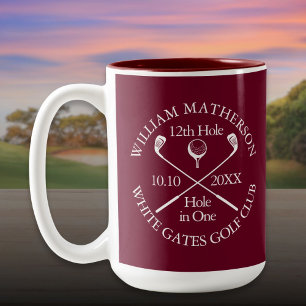 Tasse 2 Couleurs Burgundy Personnalisé Golf Trou en Un
