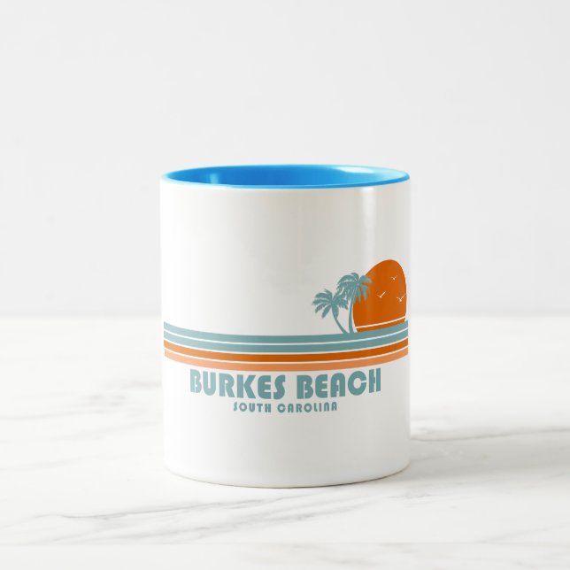 Tasse 2 Couleurs Burkes Beach Caroline du Sud Sun Palm Trees (Centre)
