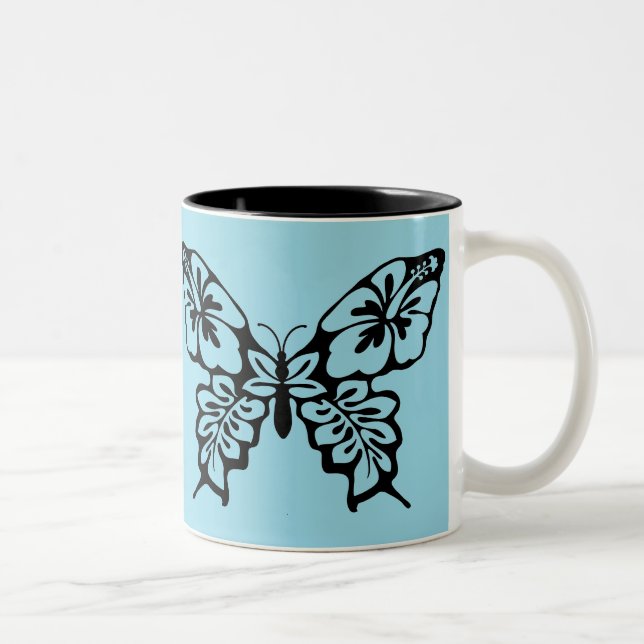 Tasse 2 Couleurs Butterfly Stencil on Blue (Droit)