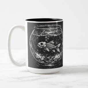 Tasse 2 Couleurs "Ça va super" - Poisson rouge squelettique par Bur
