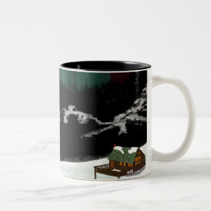 Tasse 2 Couleurs Cabine, montagnes, l'aurore