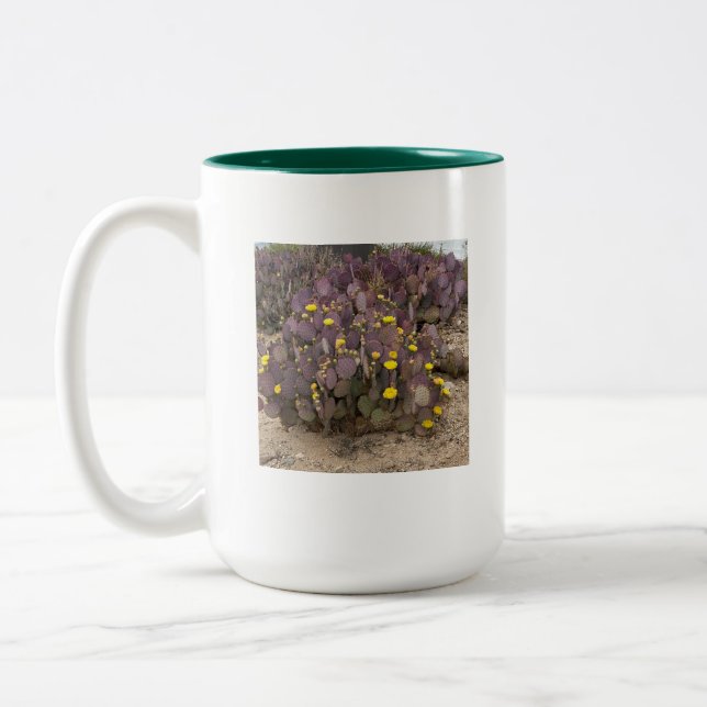 Tasse 2 Couleurs Cactus 🌵 Avec Fleurs Jaunes (Gauche)