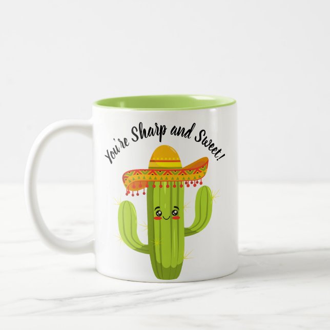 Tasse 2 Couleurs Cactus de caricature mignonne Vous êtes Sharp et S (Gauche)