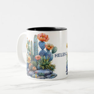 Tasse 2 Couleurs Cactus florissants et succulents
