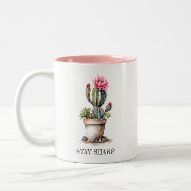 Tasse 2 Couleurs Cactus Lover Stay Sharp Elegant Aquarelle (Gauche)
