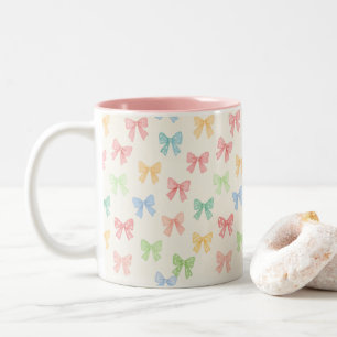 Tasse 2 Couleurs Cadeau à motif de nœud coloré pour fille mignonne