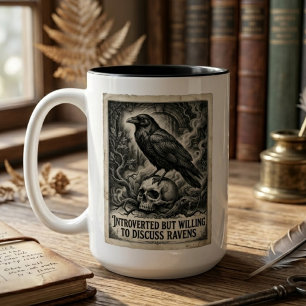 Tasse 2 Couleurs Cadeau Amant Corbeau Gothique Humour Introverti Ar