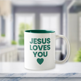 Tasse 2 Couleurs Cadeau Chrétien Upliftant Jésus Vous Aime