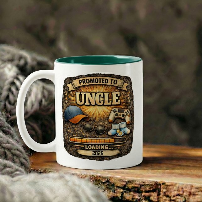 Tasse 2 Couleurs Cadeau d'annonce de grossesse pour oncle (Pregnancy Announcement Gift for Uncle Two-Tone Coffee Mug)