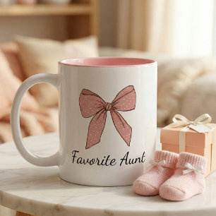 Tasse 2 Couleurs Cadeau d'annonce de grossesse pour tante à noeud