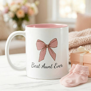 Tasse 2 Couleurs Cadeau d'annonce de grossesse pour tante à nœud