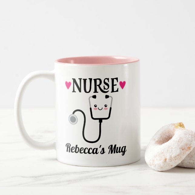 Tasse 2 Couleurs Cadeau d'appréciation de la semaine des infirmière (Avec donut)