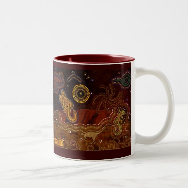 Tasse 2 Couleurs Cadeau d'art aborigène australien (Droit)