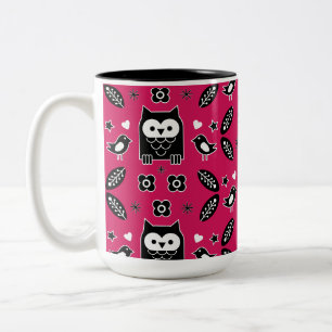 Tasse 2 Couleurs Cadeau d'art populaire de Chouette scandinave
