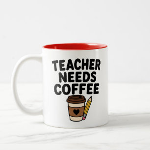 Tasse 2 Couleurs Cadeau de café pour enseignant mignon Besoin de ca