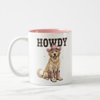 Tasse 2 Couleurs Cadeau de chien Cowboy Rose Golden Retriever Howdy