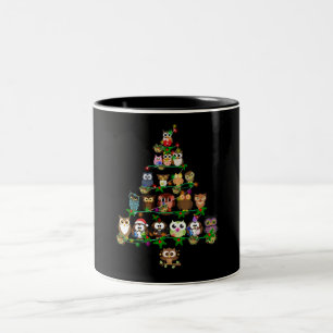 Tasse 2 Couleurs Cadeau de Chouette  Saison de Noël de Owls Pine