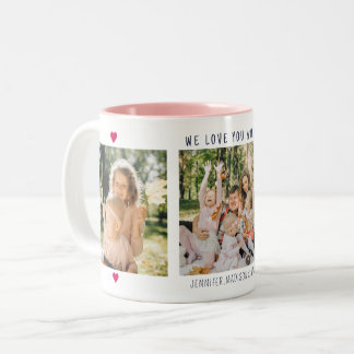Tasse 2 Couleurs Cadeau de collage personnalisé à 3 photos pour mam