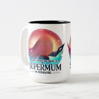 Tasse 2 Couleurs Cadeau de fête des mères au bureau Supermum art IA