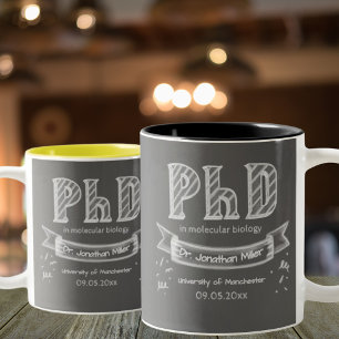 Tasse 2 Couleurs Cadeau de fin d'études de doctorat tableau noir un