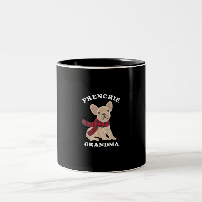 Tasse 2 Couleurs cadeau de frenchie grand-mère | cadeau de bulldog  (Centre)
