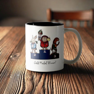 Tasse 2 Couleurs Cadeau de gagnant de médaille d'or d'animaux de la