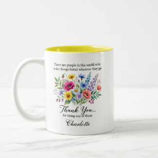 Tasse 2 Couleurs Cadeau de gratitude florale personnalisé de remerc