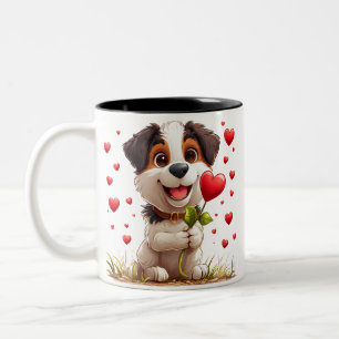 Tasse 2 Couleurs 💖 Cadeau de la Saint-Valentin Chiot Mignon Pour l
