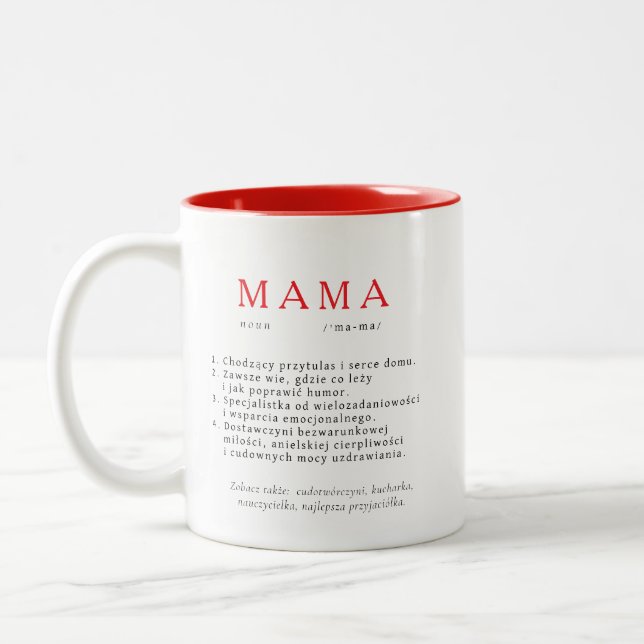 Tasse 2 Couleurs Cadeau de maman polonaise - Noir de définition MAM (Gauche)