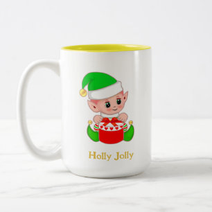 Tasse 2 Couleurs Cadeau de Noël Elf Vert mignon