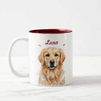 Tasse 2 Couleurs Cadeau de nom de chien Retriever doré personnalisé