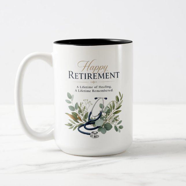 Tasse 2 Couleurs Cadeau de retraite pour médecin (Gauche)