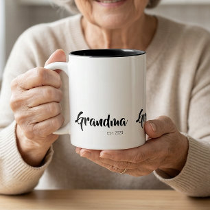 Tasse 2 Couleurs Cadeau de script noir et blanc grand-mère établie