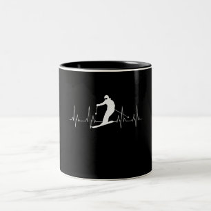 Tasse 2 Couleurs Cadeau De Ski De Heartbeat Pour Les Skieurs