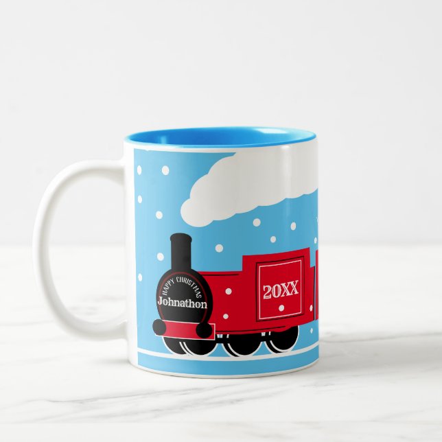 Tasse 2 Couleurs cadeau de train Noël (Gauche)