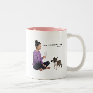Tasse 2 Couleurs Cadeau d'humour sur le vin pour Bouledogue Françai