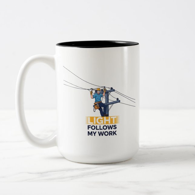 Tasse 2 Couleurs Cadeau drôle d'électricien ouvrier d'utilité (Gauche)