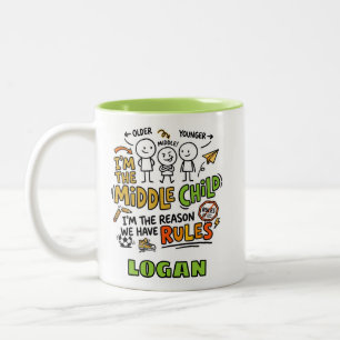 Tasse 2 Couleurs Cadeau drôle personnalisé pour l'enfant du milieu,